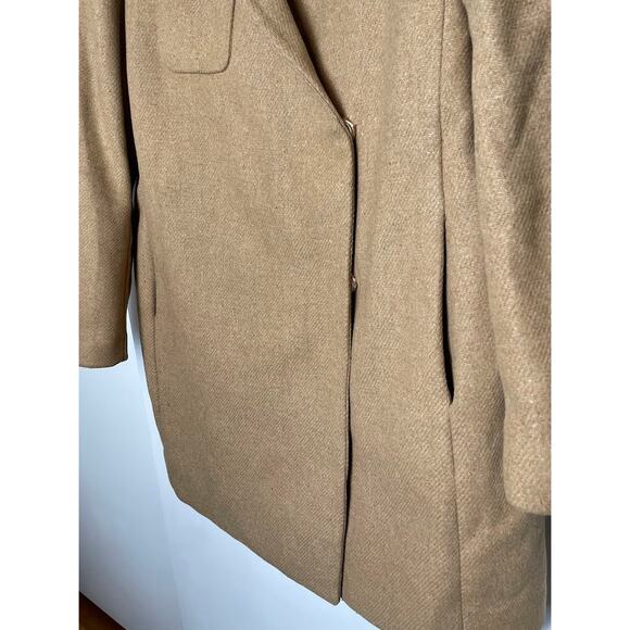 Gap Wool Car Coat Camel Tan Womens Large Double Breasted Tan Trench Dress Coat - Picture 3 of 14